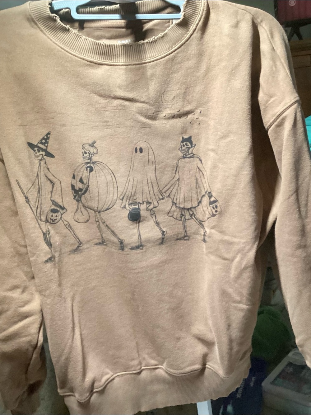 Aeropostale Tan Halloween Graphic Sweatshirt